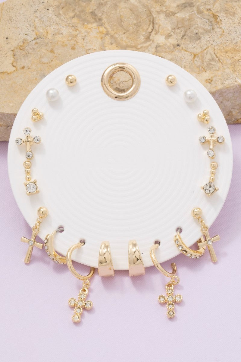 Cross Stud Earring Set