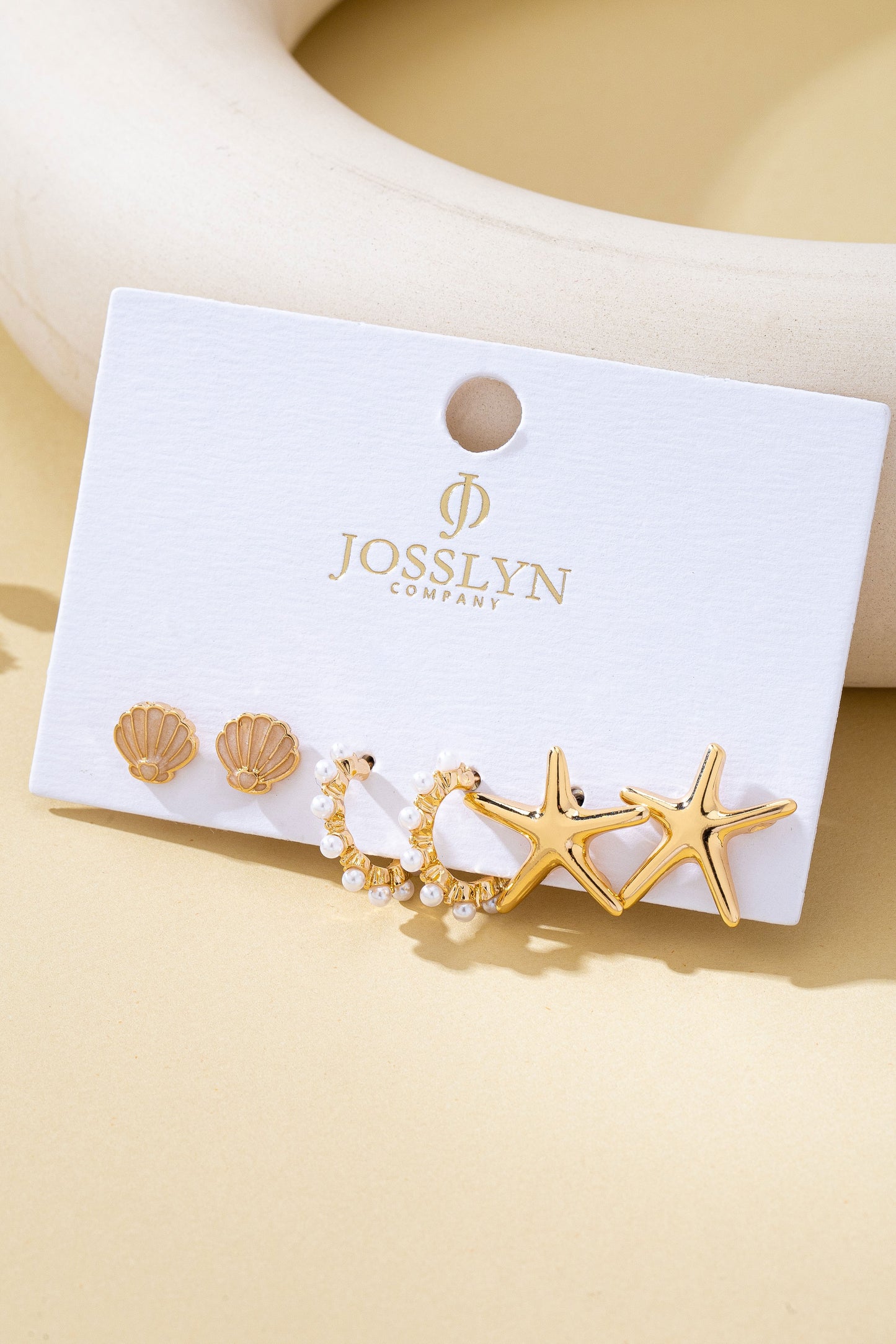 Coastal Pearl Stud & Hoop Earring Set