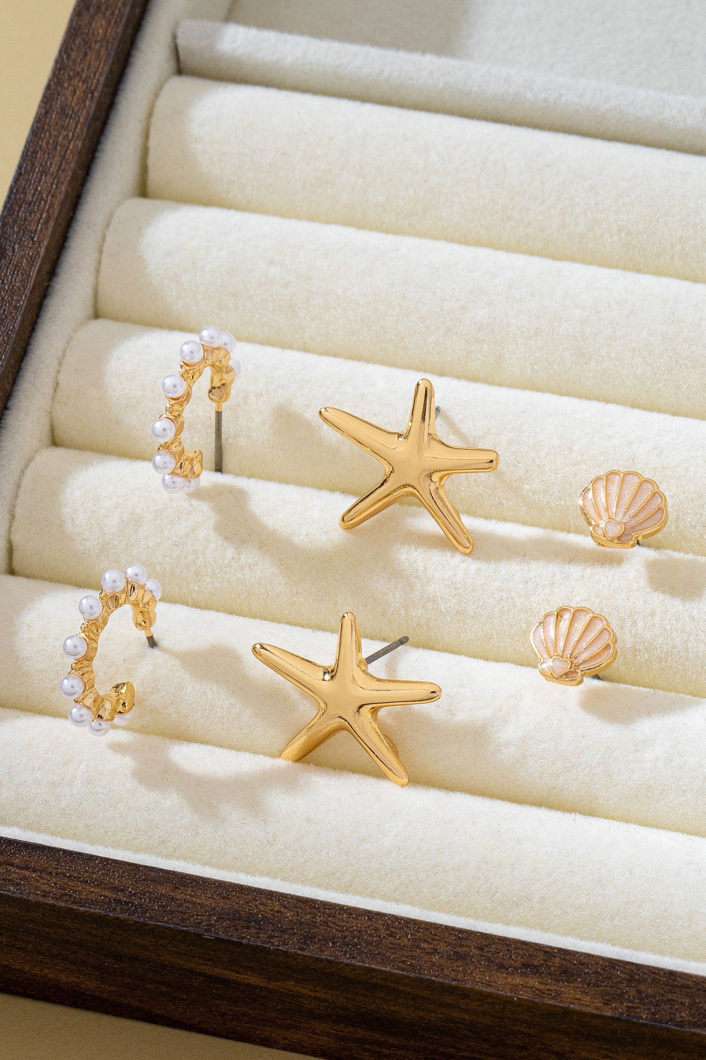 Coastal Pearl Stud & Hoop Earring Set