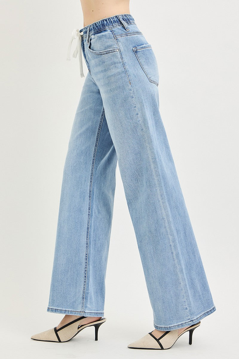 Risen Jeans Drawstring Slouchy Wide Leg Jeans