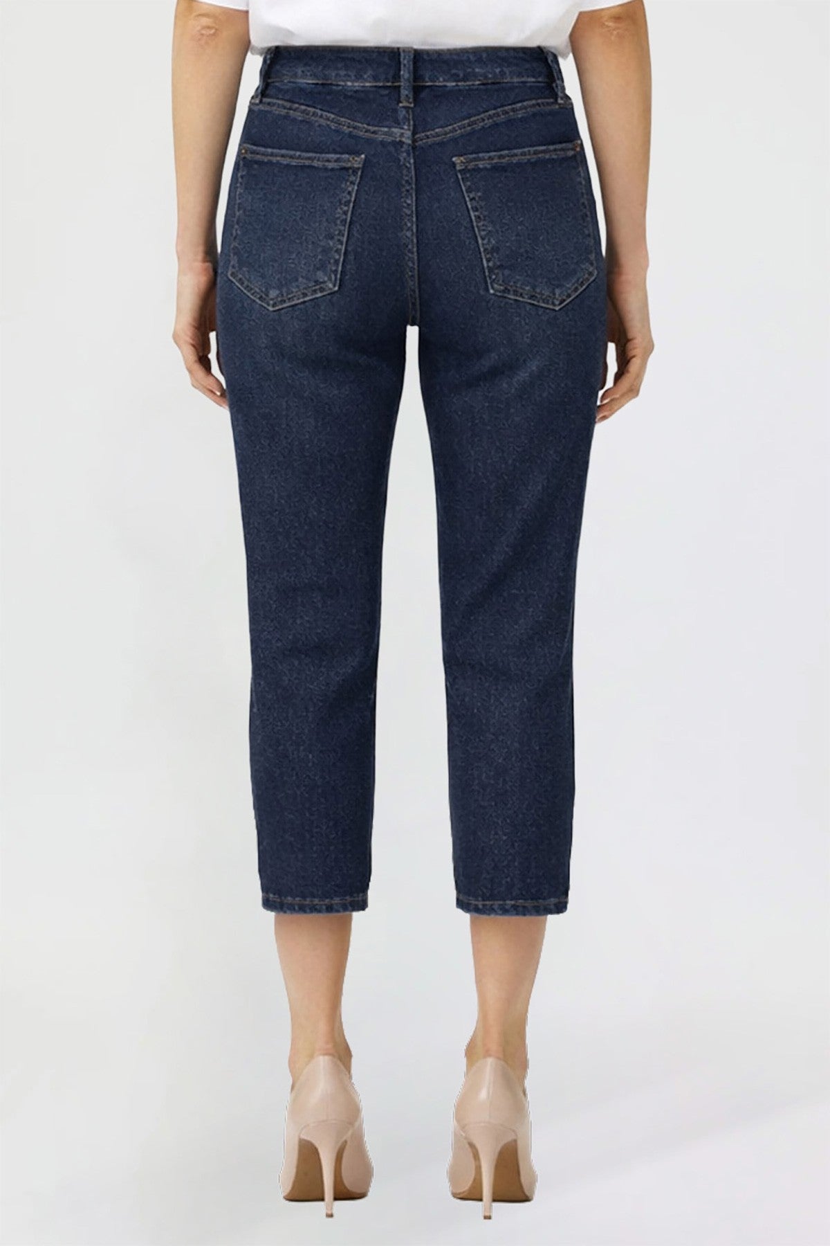 High Rise Side Slit Capri Jeans