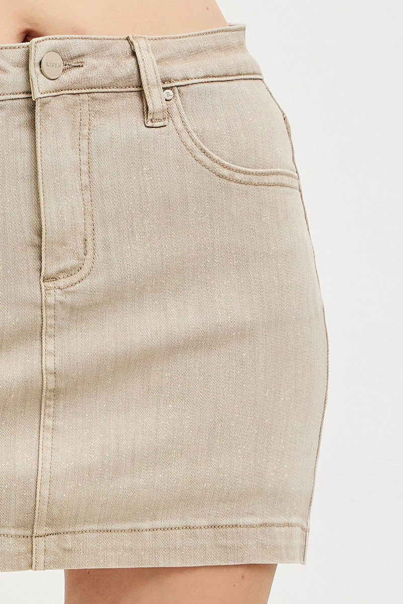 Risen Lurex High Rise Denim Skort