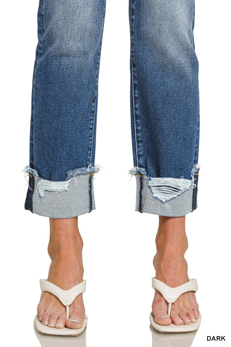 Stretch Cuffed Skinny Jeans