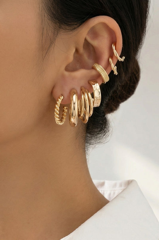 6 Pair Hoop Earring Set