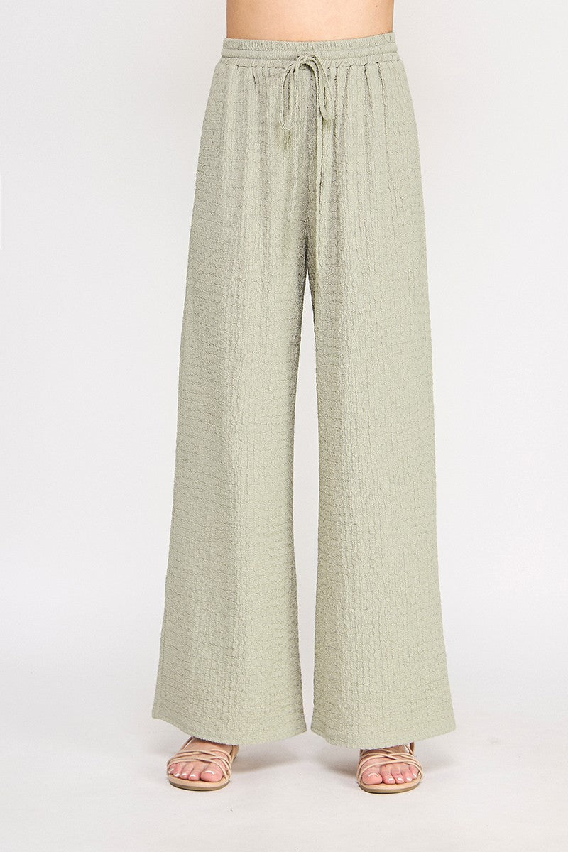 Textured Knit Wide Leg Pants