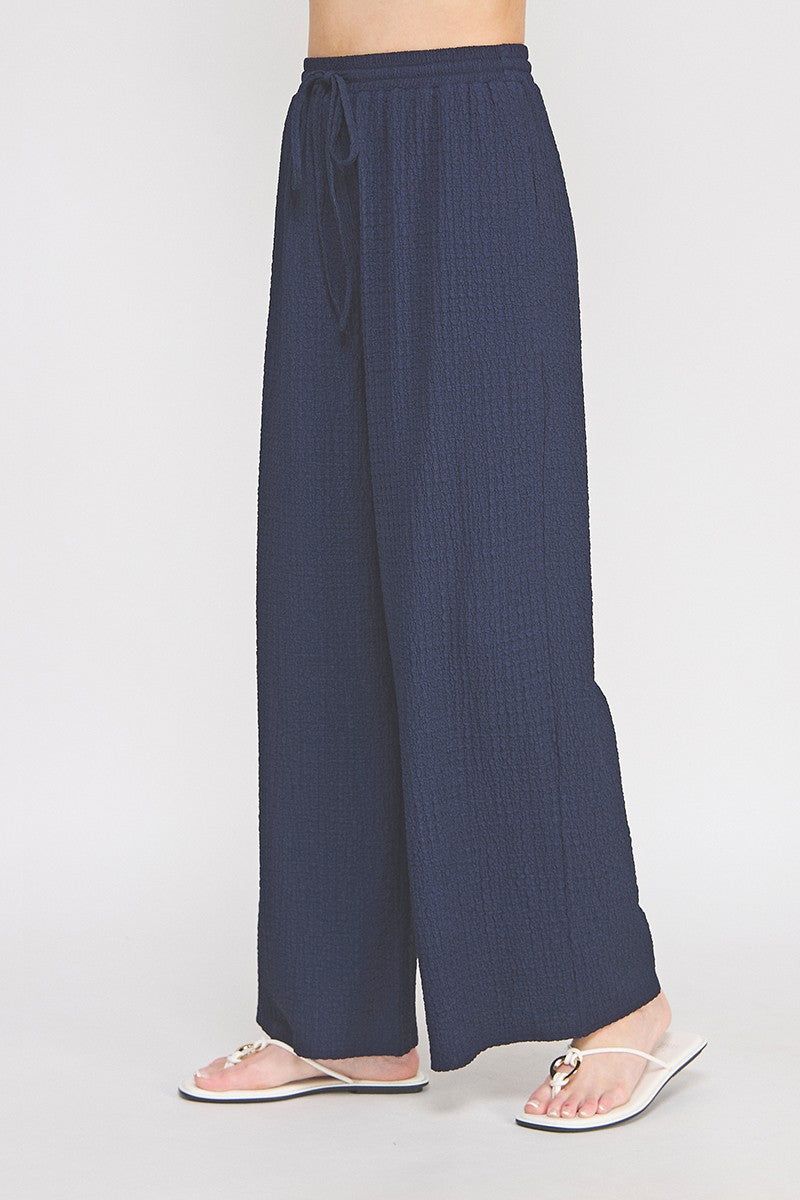 Textured Knit Wide Leg Pants