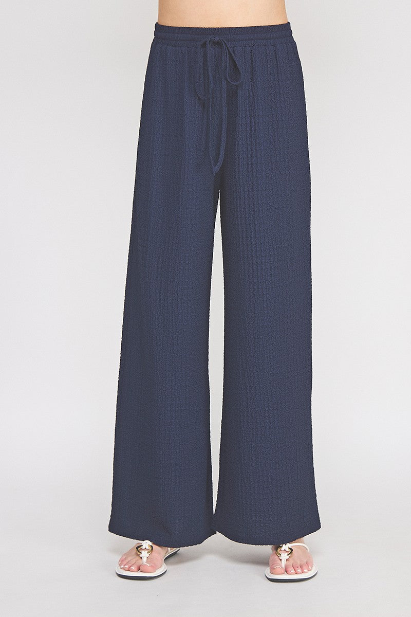 Textured Knit Wide Leg Pants