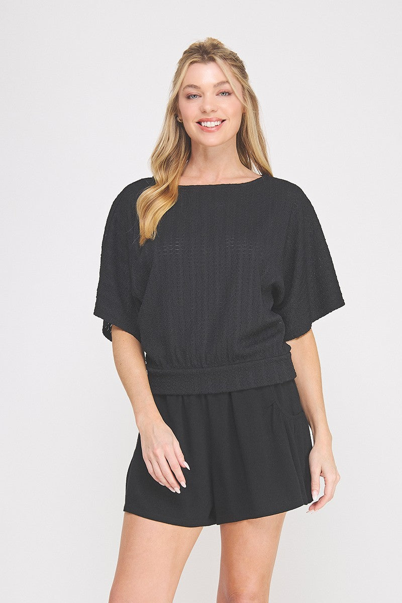Wavy Dolman Knit Top