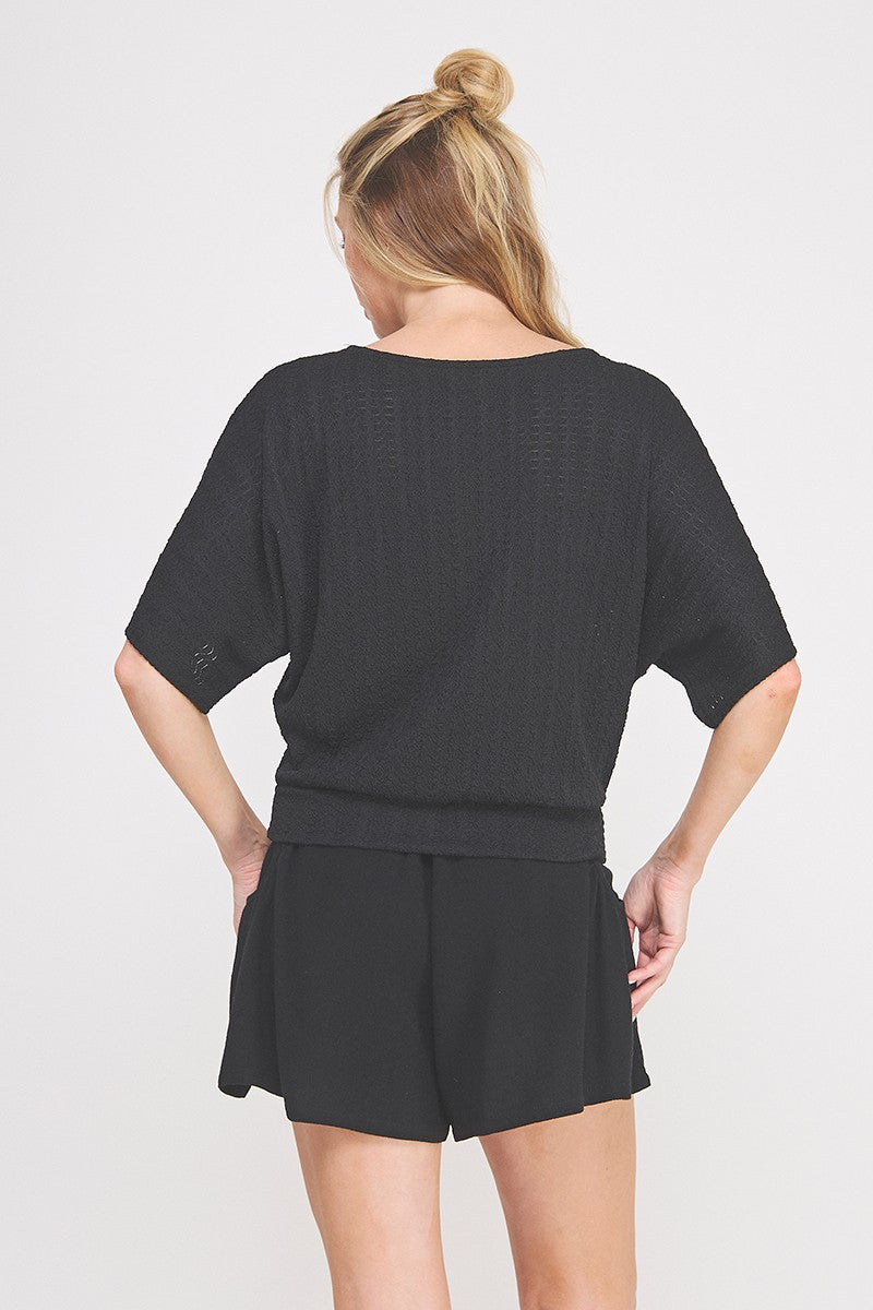 Wavy Dolman Knit Top