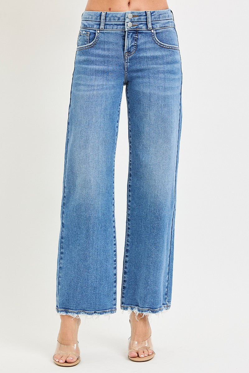 Risen Jeans Double Waist Wide Leg Jeans