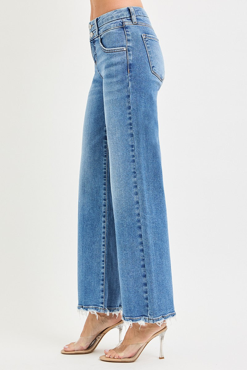Risen Jeans Double Waist Wide Leg Jeans