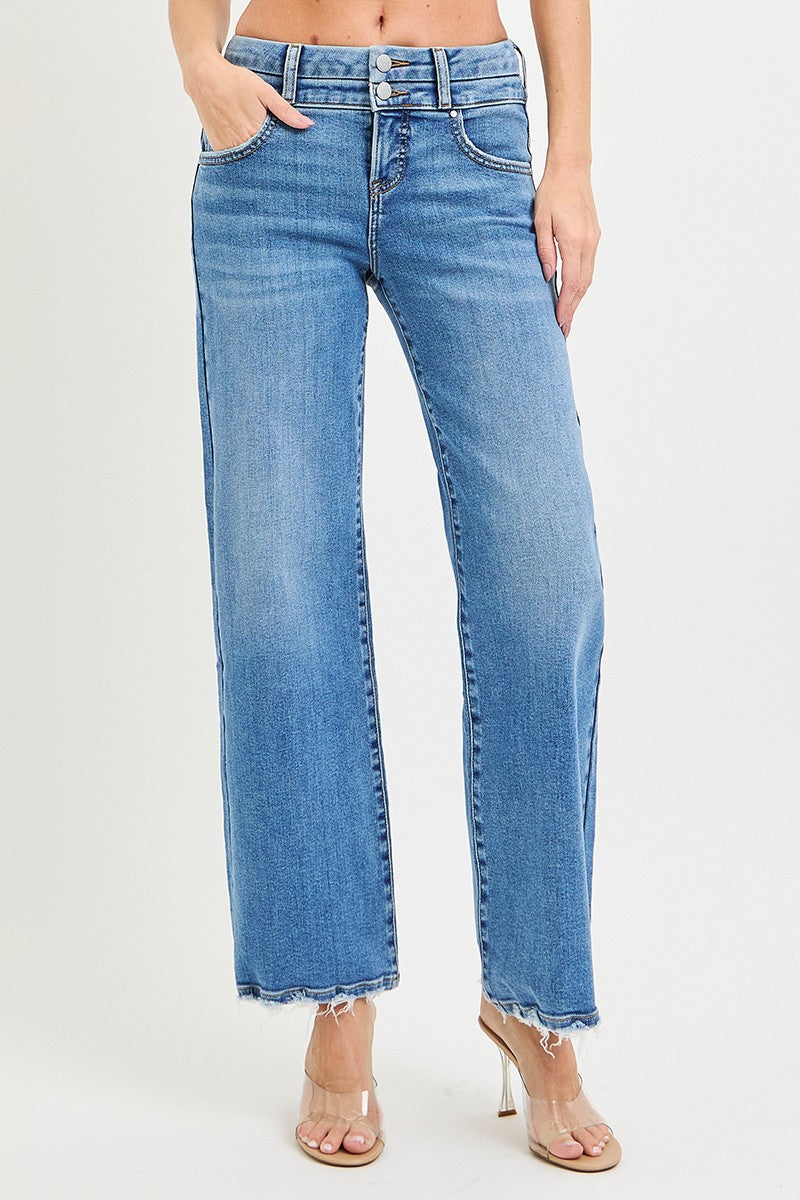Risen Jeans Double Waist Wide Leg Jeans