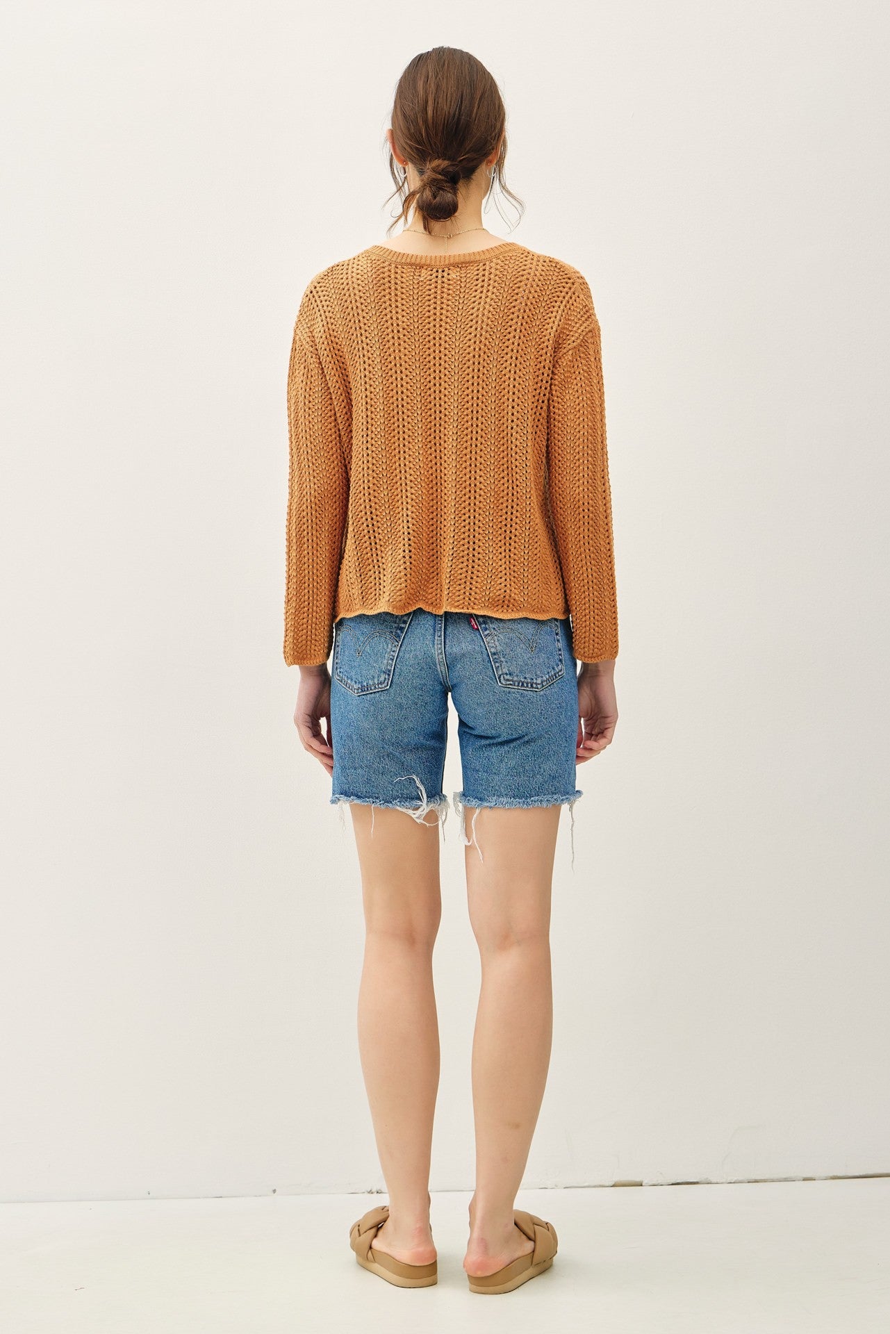 DOORBUSTER: Crochet V-Neck Boxy Sweater