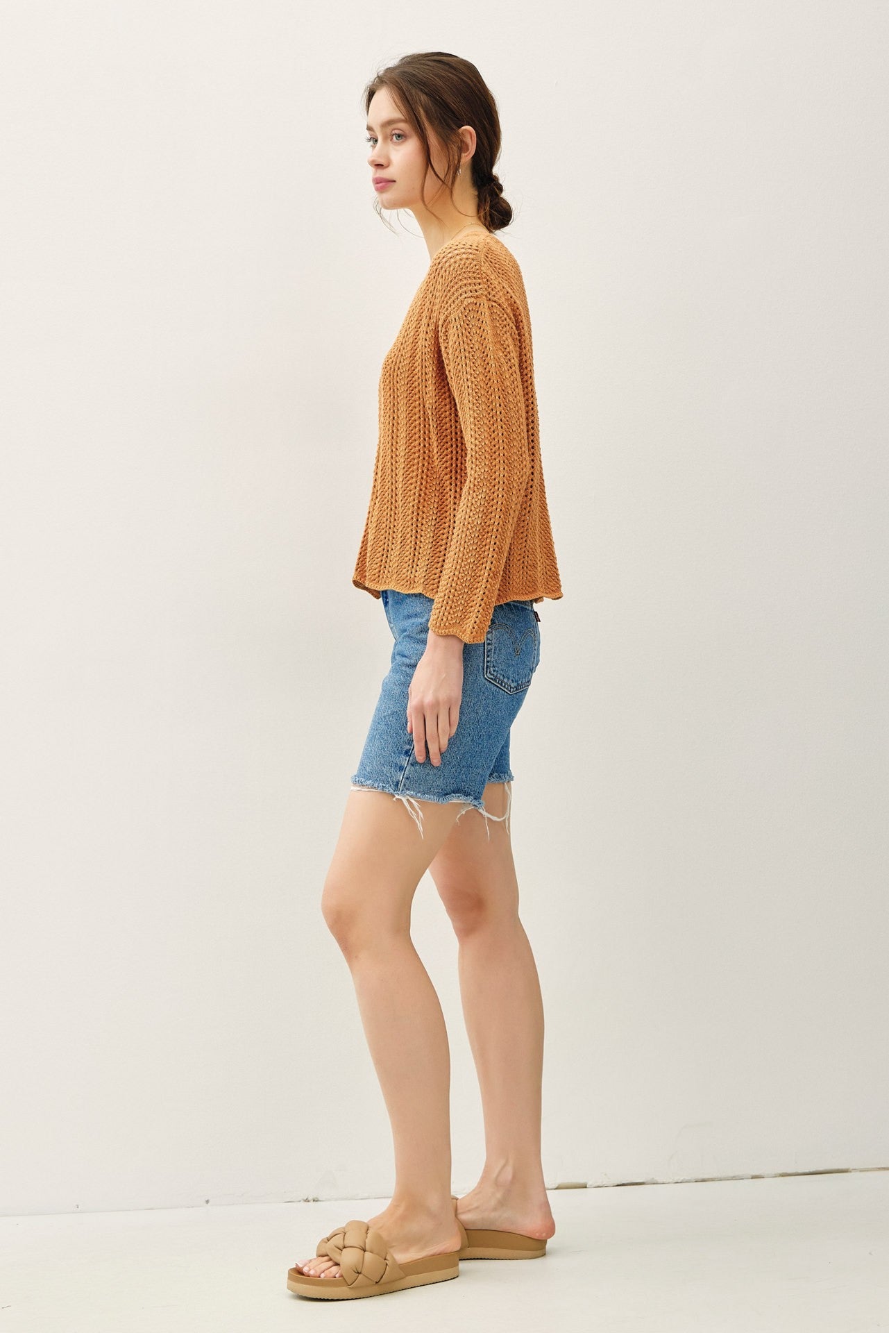 DOORBUSTER: Crochet V-Neck Boxy Sweater