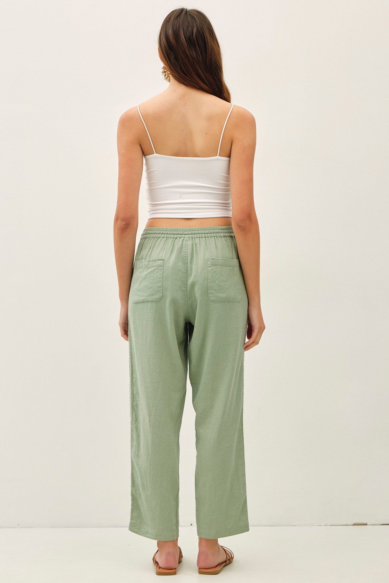Crochet Trim Linen Pants