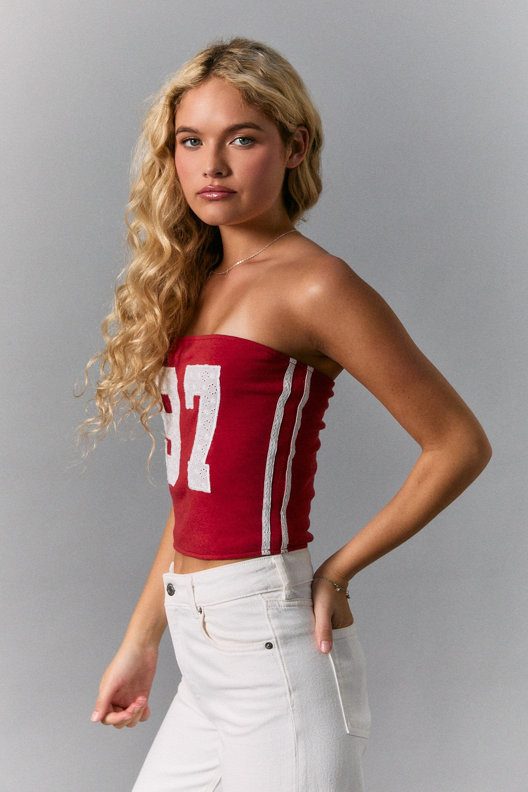 97 Graphic Eyelet Tube Top