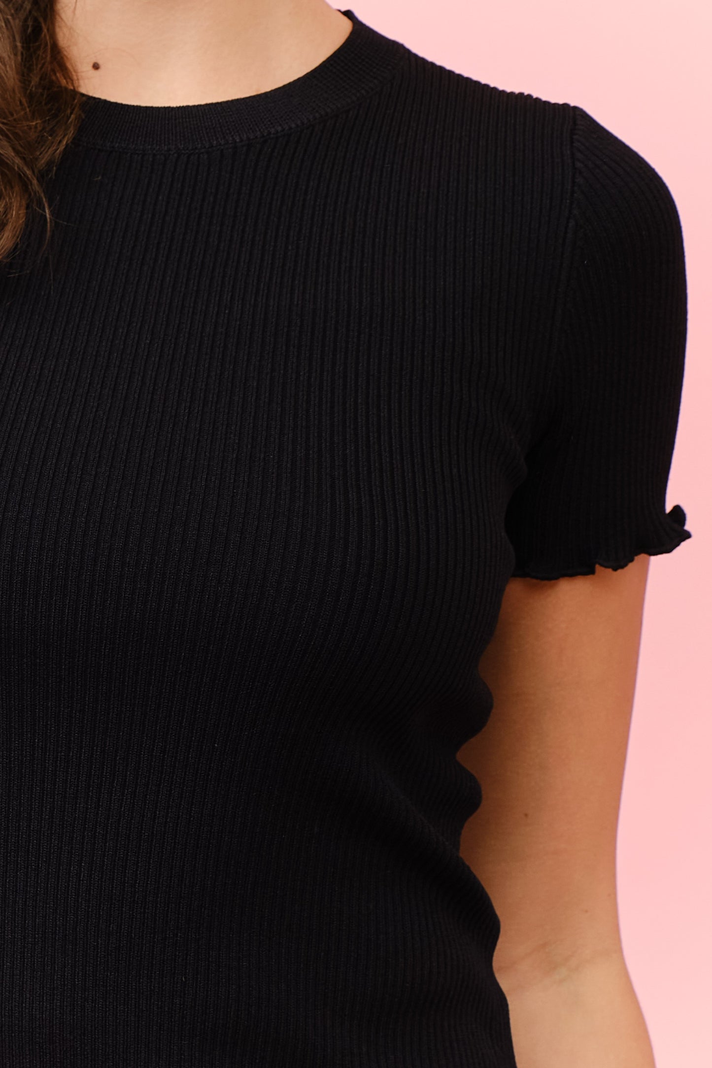 Lettuce Trim Ribbed Sweater Top