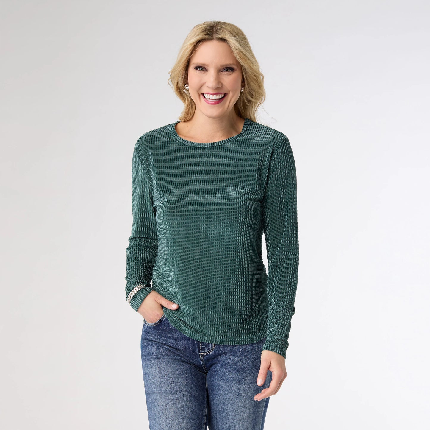 Delanie Crew Neck Textured Top
