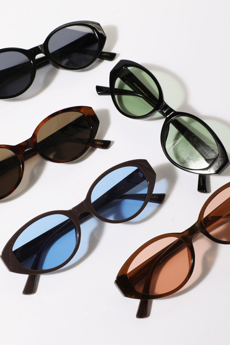 Retro Oval Thick Frame Sunglasses Assorted