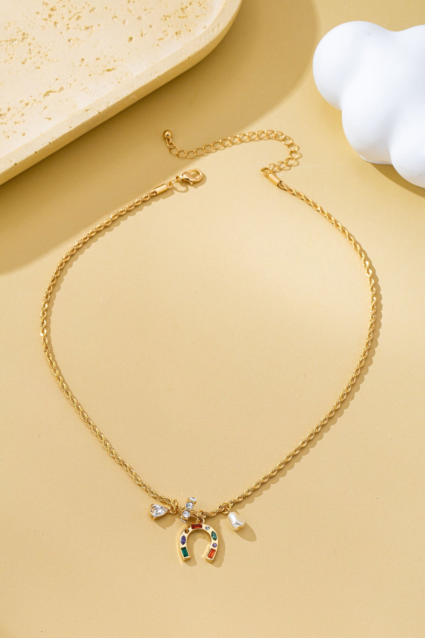 Rainbow Horseshoe Charm Necklace