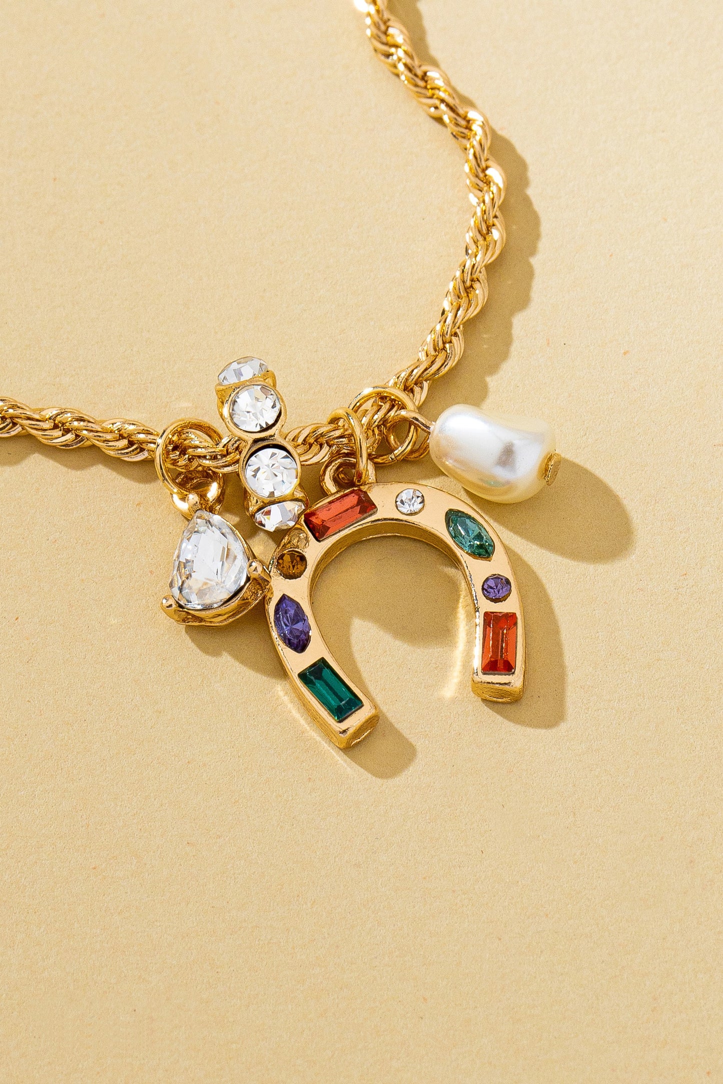 Rainbow Horseshoe Charm Necklace