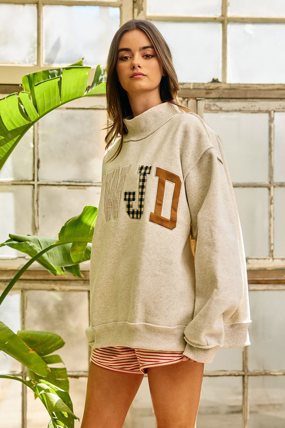 WWJD Embroidered Oversized Sweatshirt