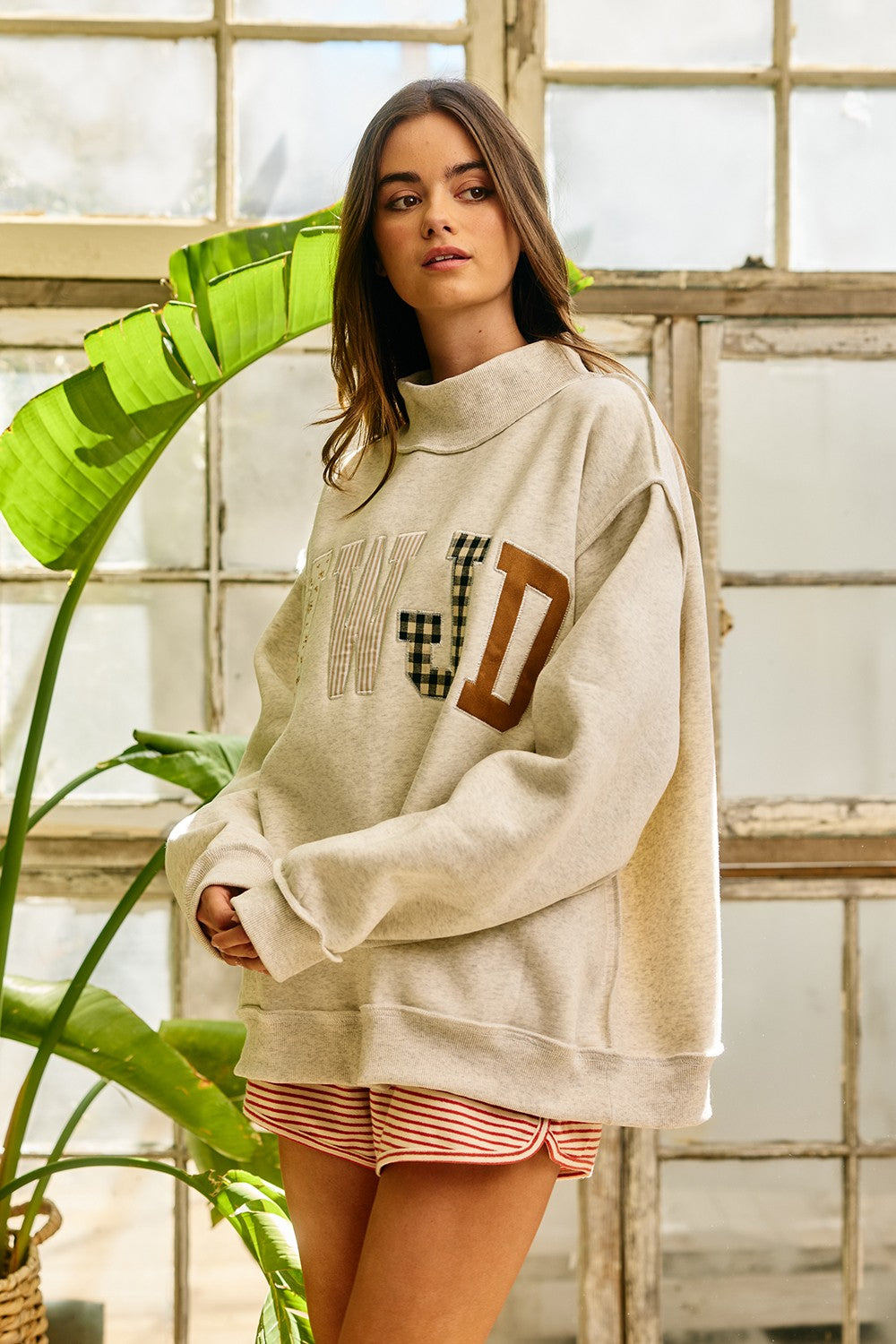 WWJD Embroidered Oversized Sweatshirt