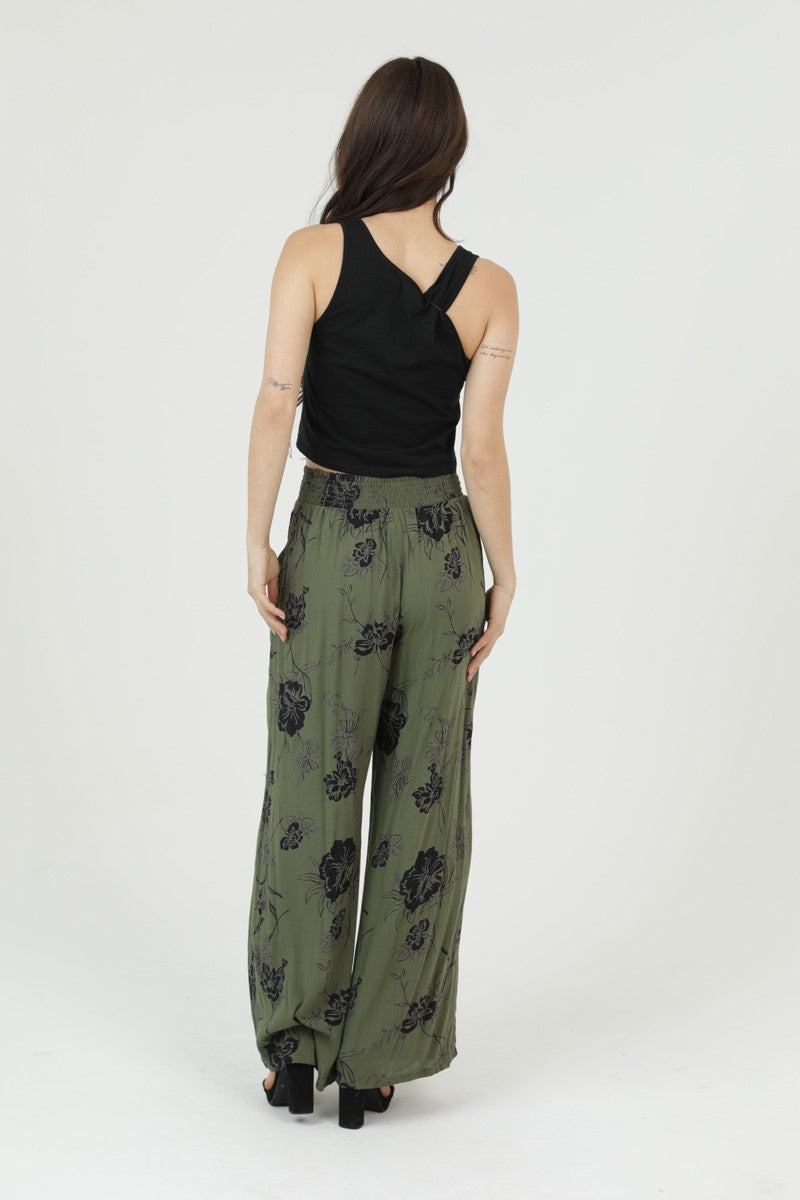 Floral Drawstring Palazzo Pants