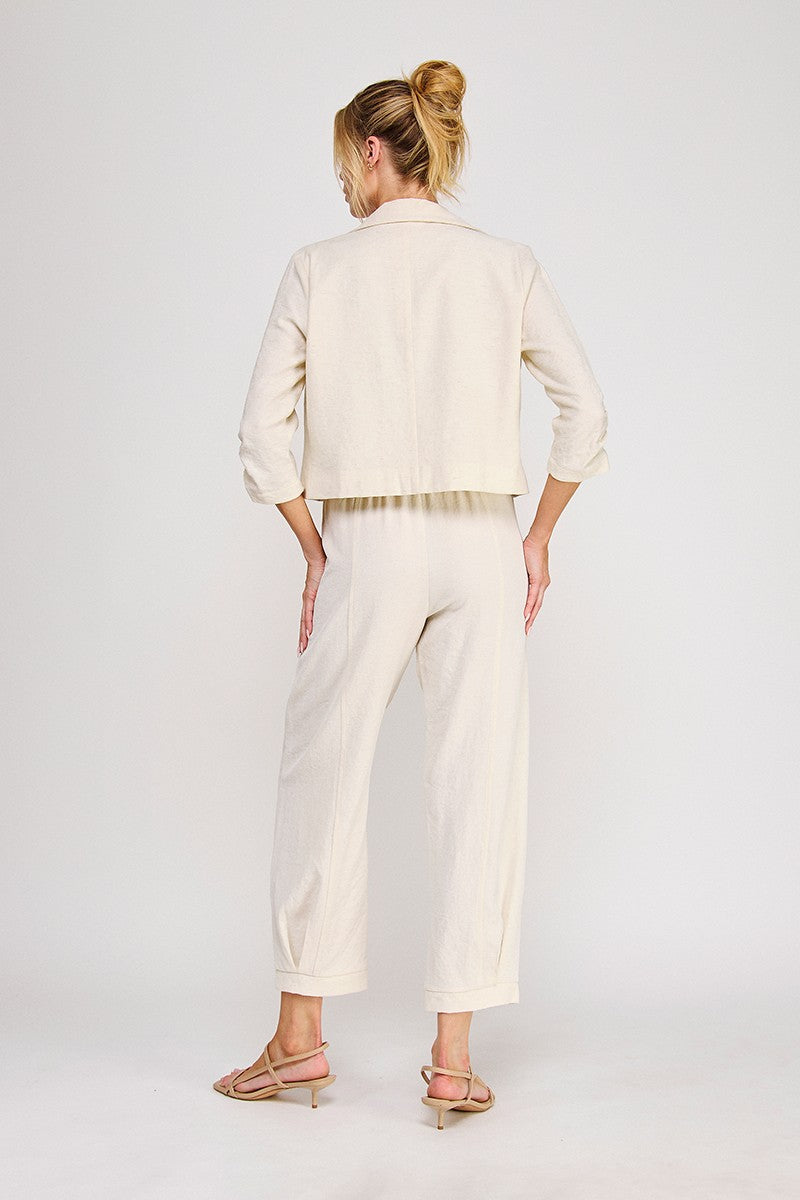 Linen Blend Open Blazer
