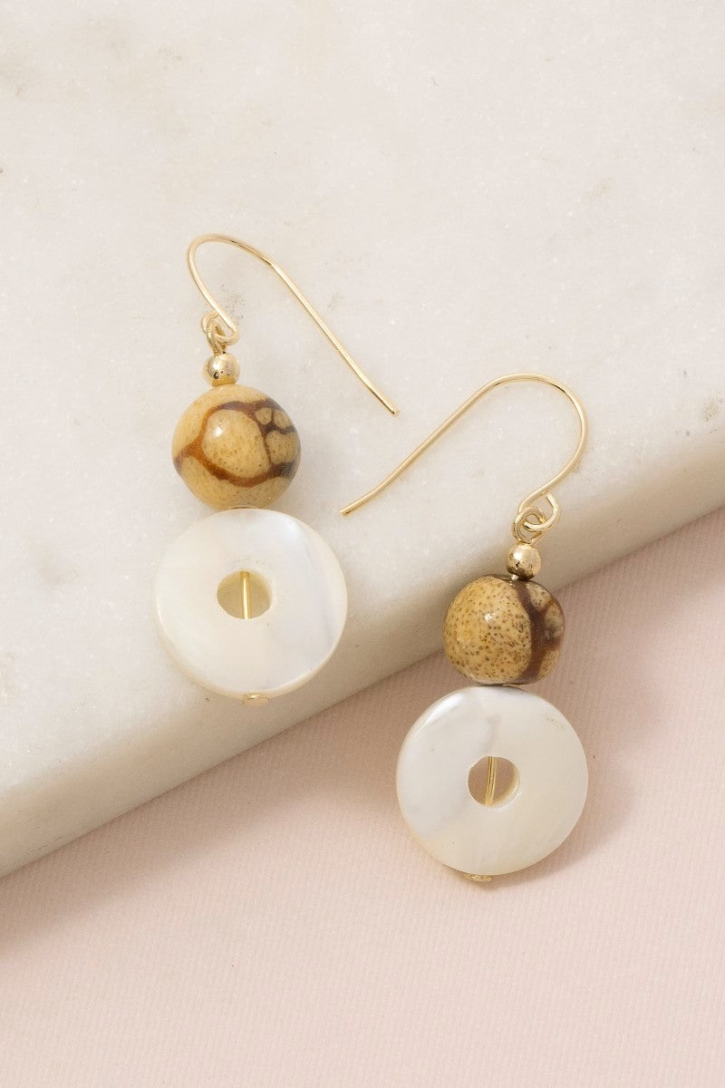 Mother of Pearl Disc Drop Earrings