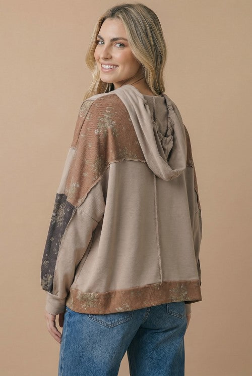 Floral Color Block Hoodie