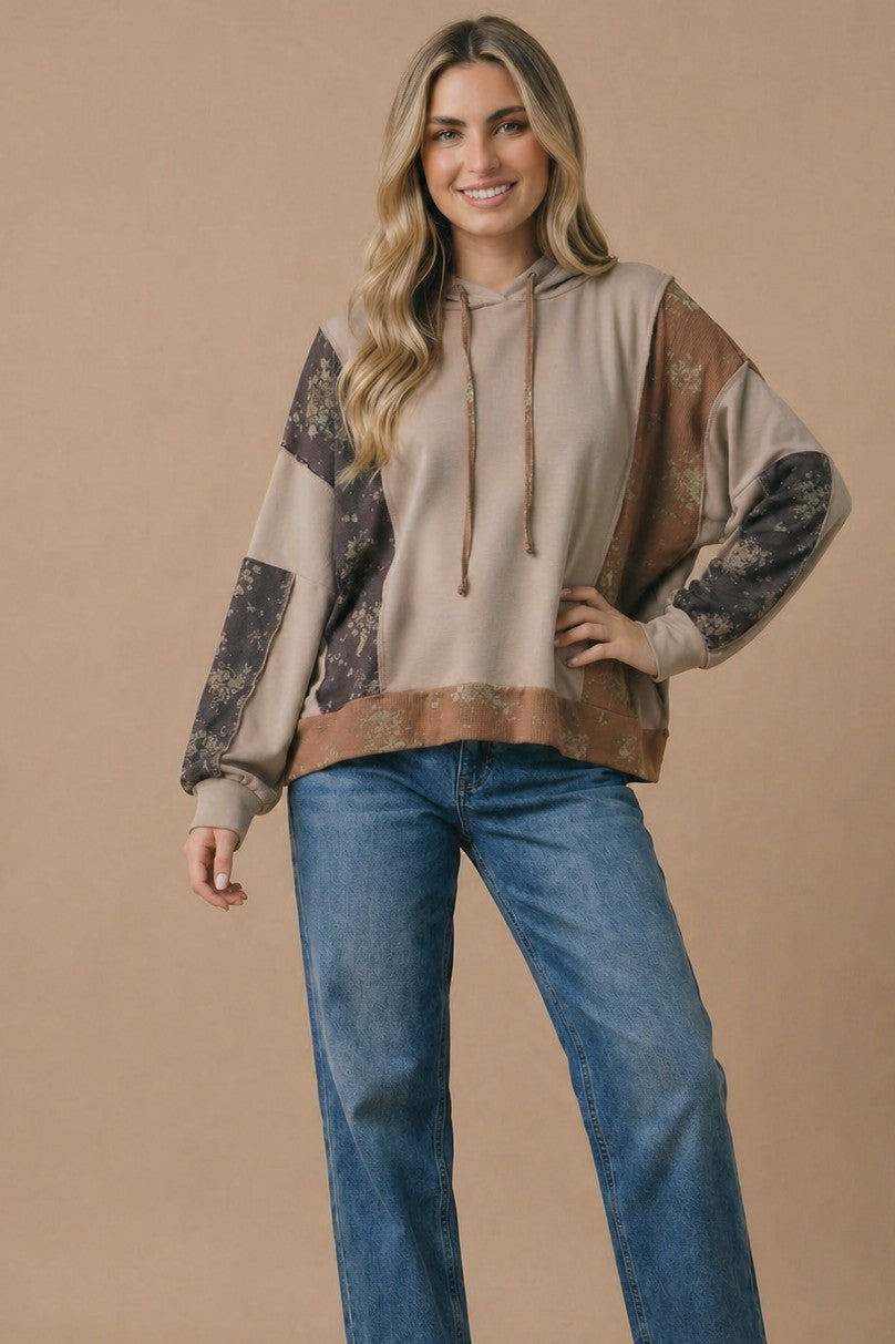 Floral Color Block Hoodie