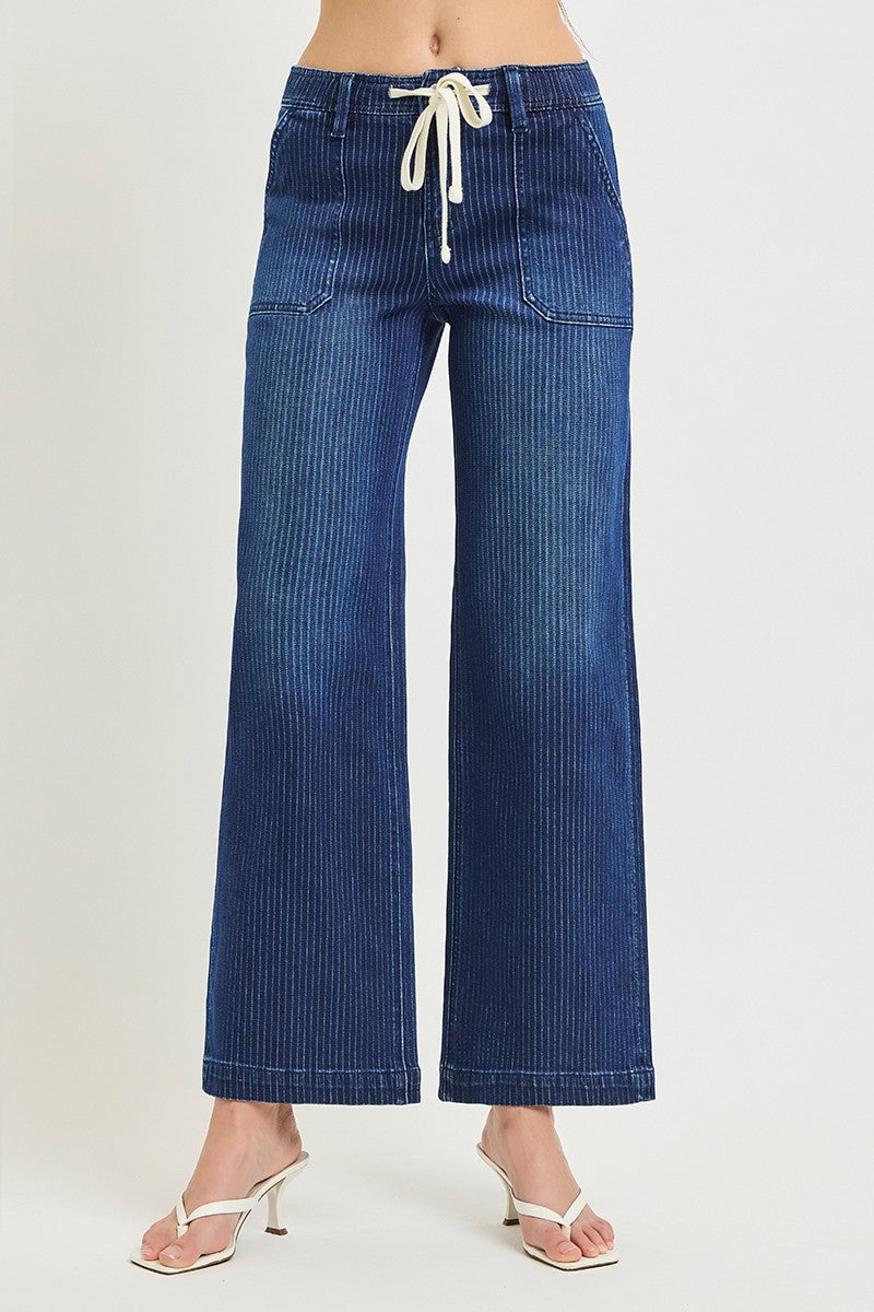 Risen Jeans Slouchy Drawstring Wide Leg Jeans