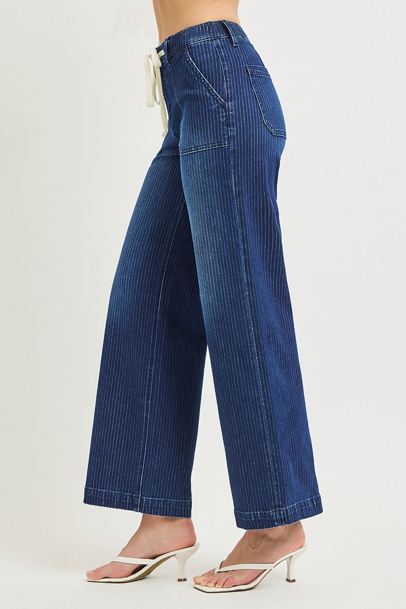 Risen Jeans Slouchy Drawstring Wide Leg Jeans