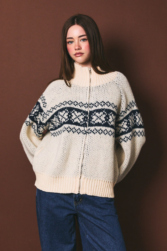 Fair Isle Zip Sweater Jacket
