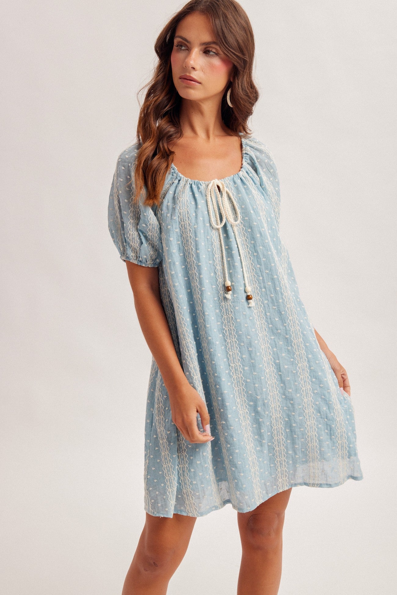 Lace Detail Babydoll Mini Dress