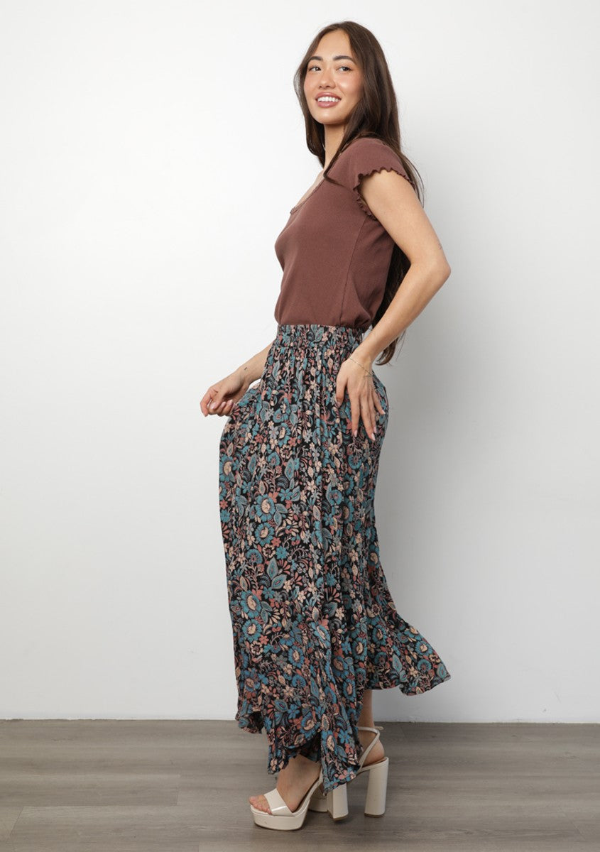 Floral Tiered Maxi Skirt