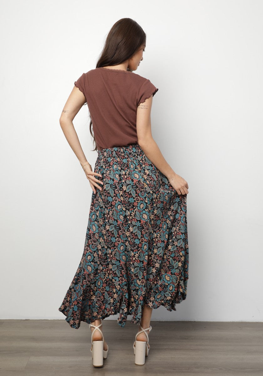 Floral Tiered Maxi Skirt