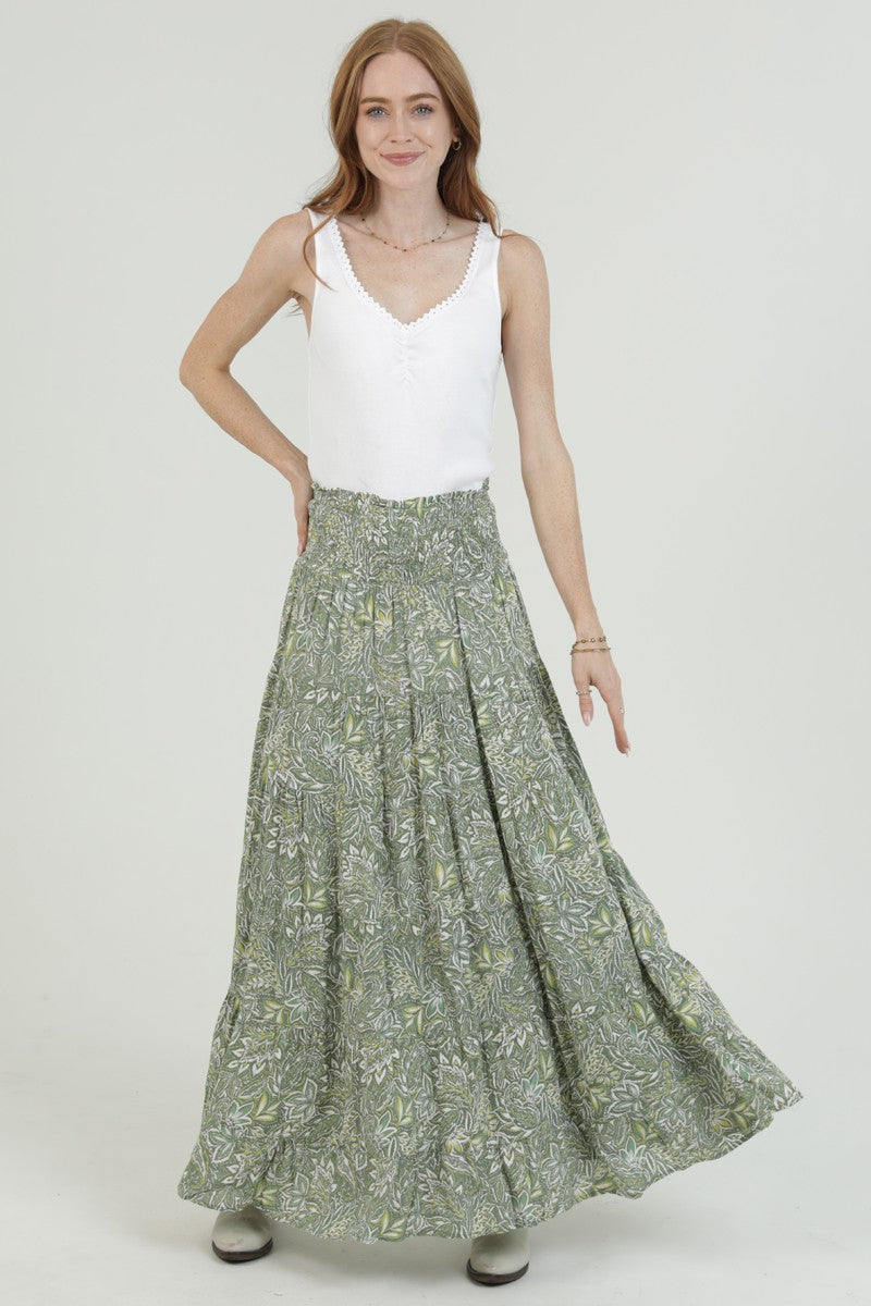 Floral Tiered Maxi Skirt