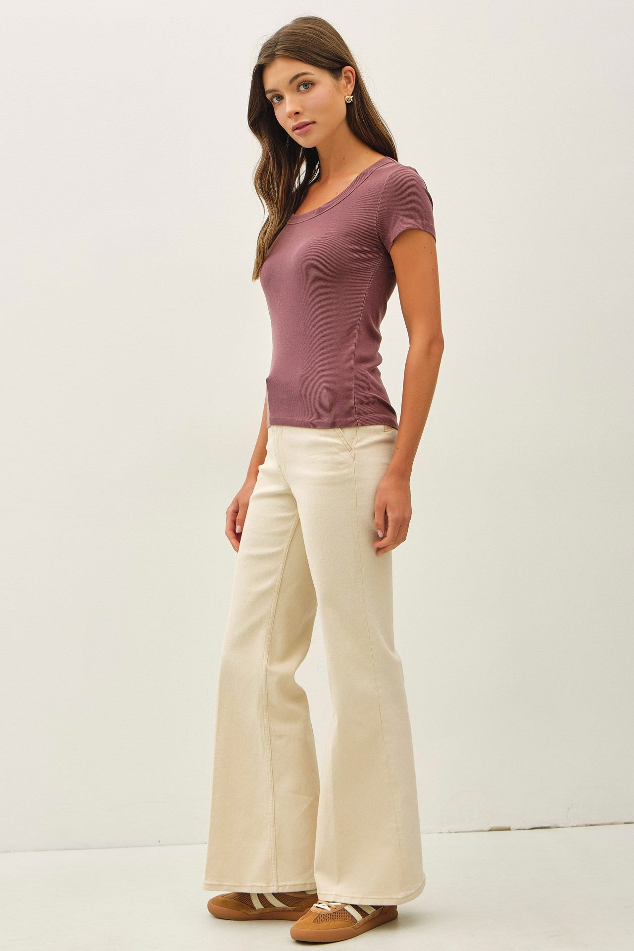 Ribbed Scoop Neck Baby Tee
