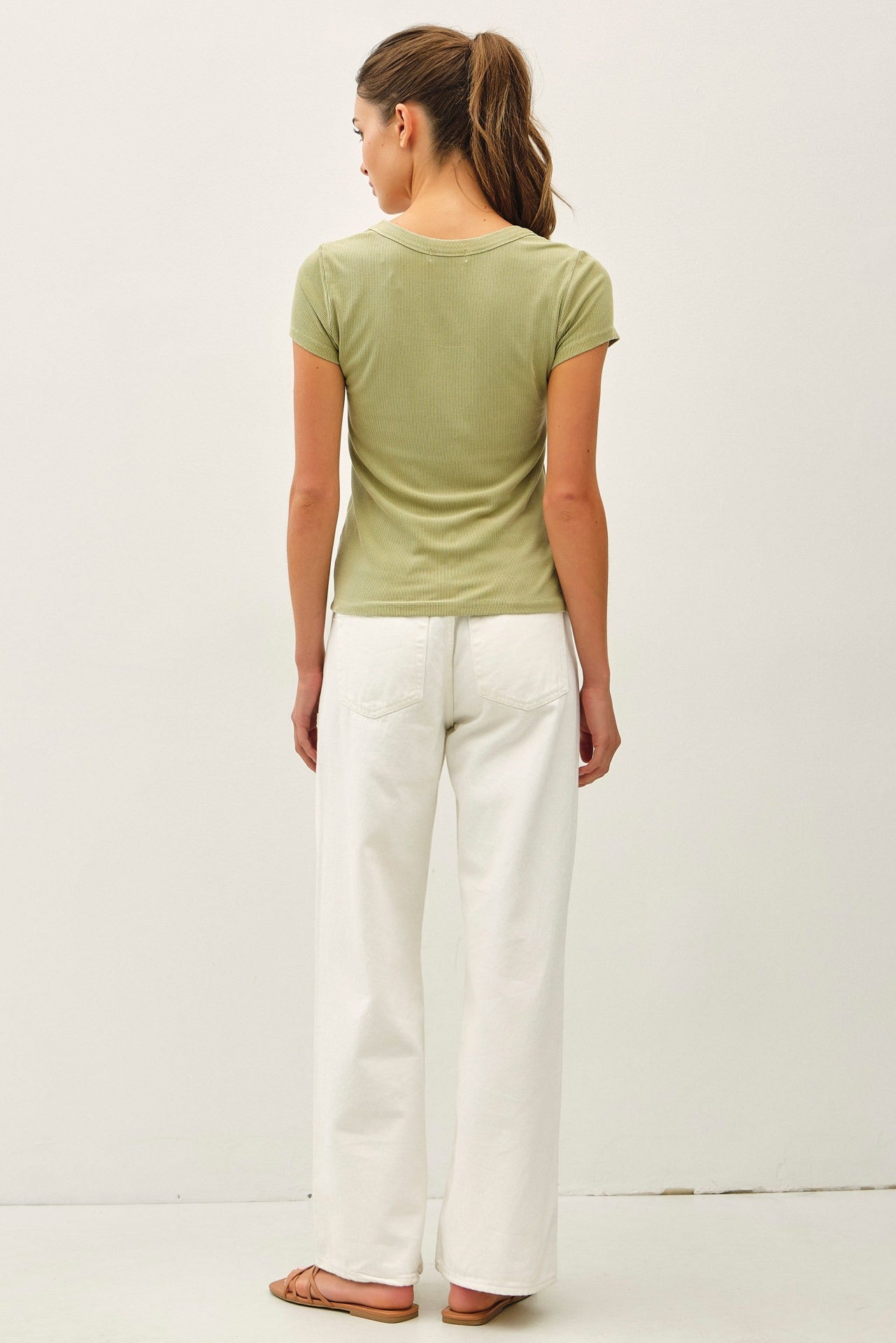 Ribbed Scoop Neck Baby Tee