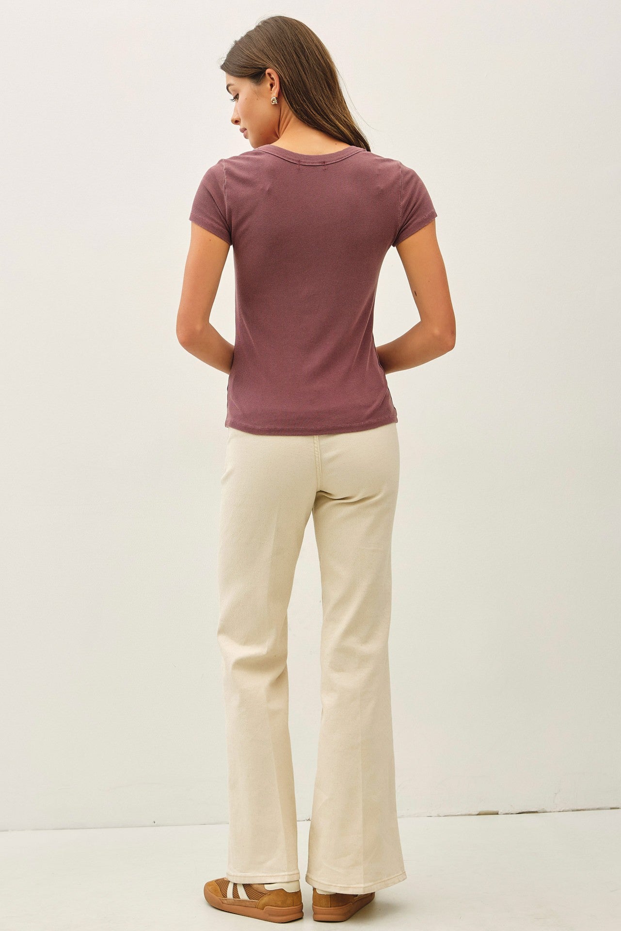 Ribbed Scoop Neck Baby Tee