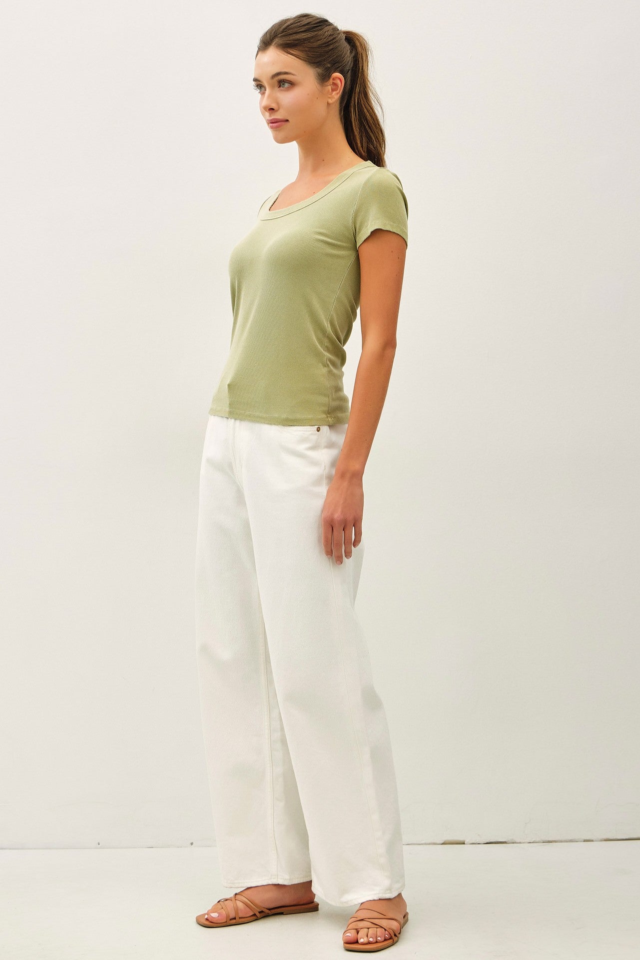 Ribbed Scoop Neck Baby Tee