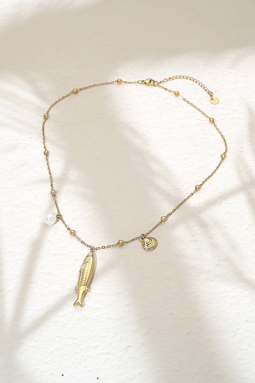 Fish Pearl Shell Charm Necklace