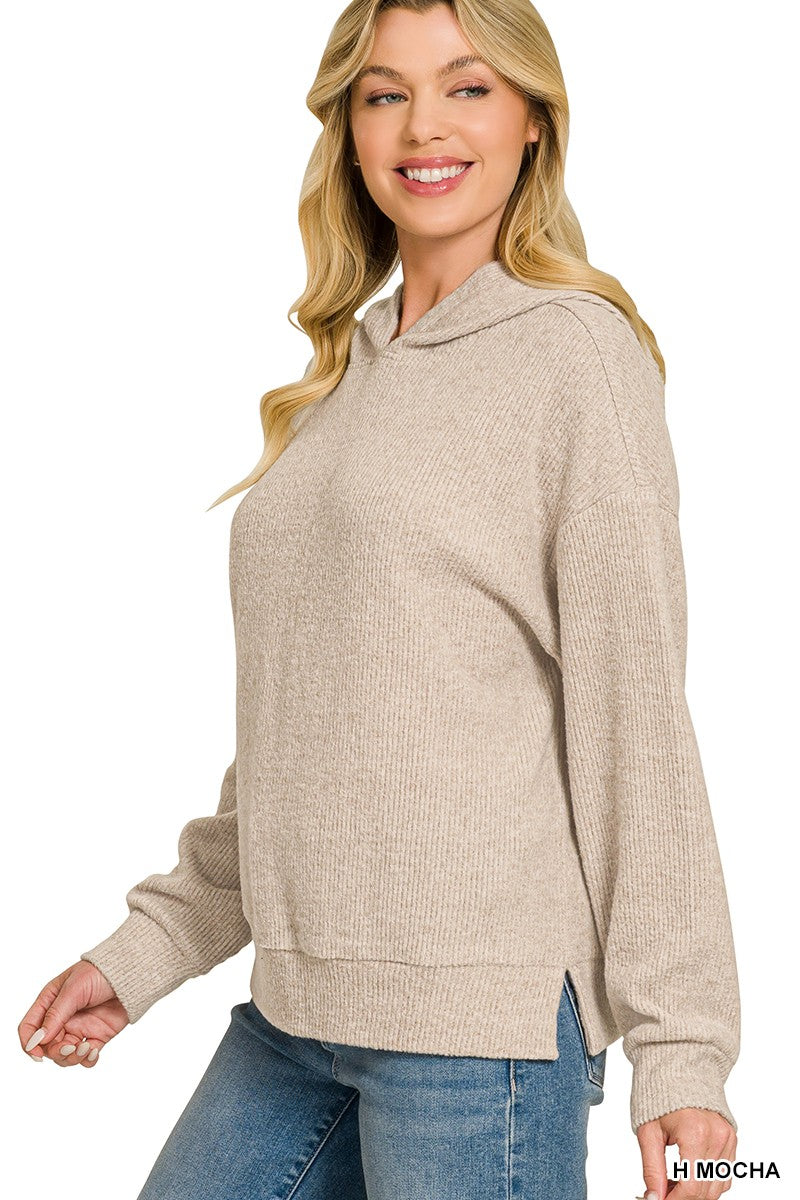 Brushed Ribbed Hacci Hoodie