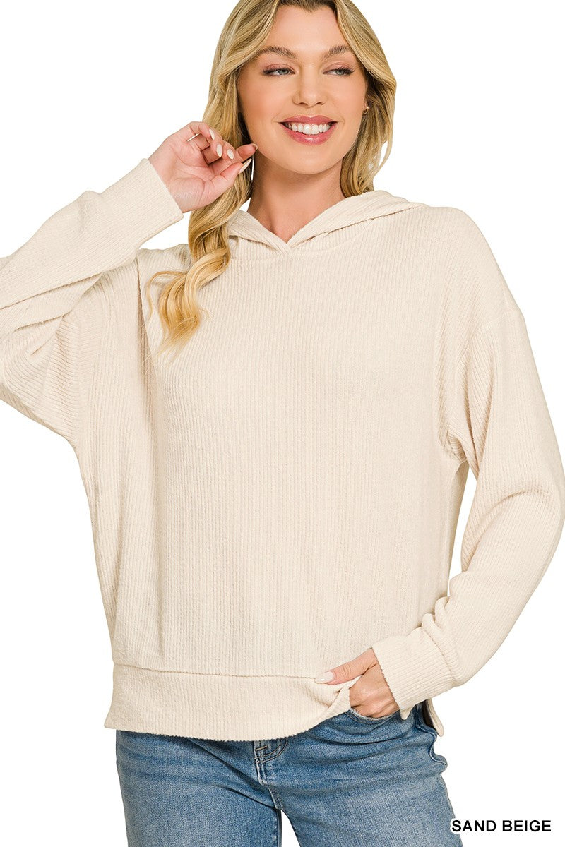 Brushed Ribbed Hacci Hoodie