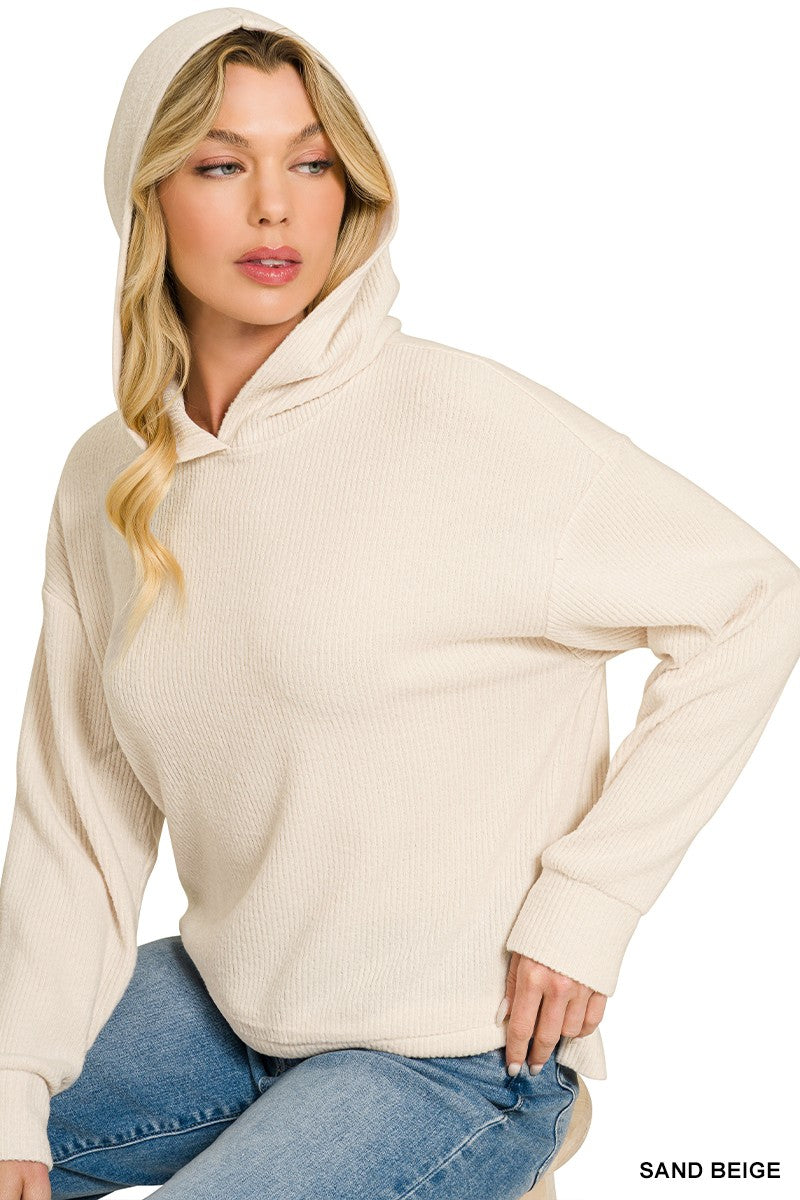 Brushed Ribbed Hacci Hoodie