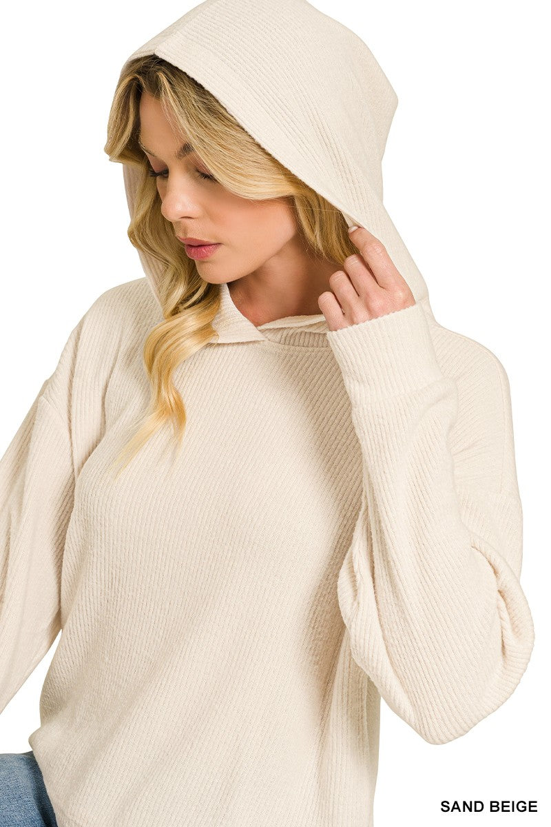 Brushed Ribbed Hacci Hoodie