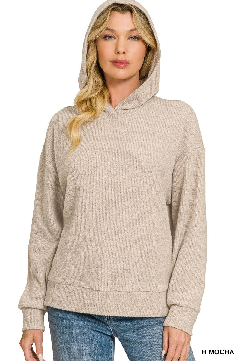 Brushed Ribbed Hacci Hoodie
