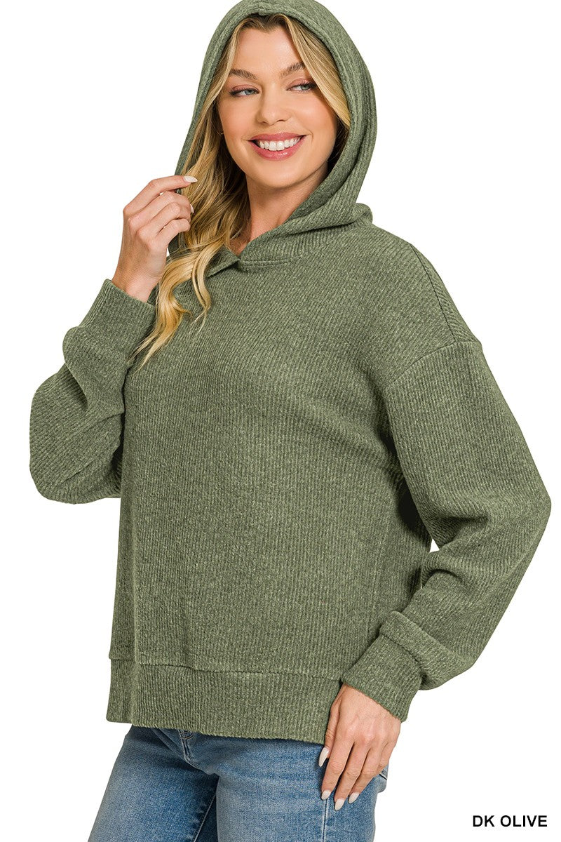 Brushed Ribbed Hacci Hoodie